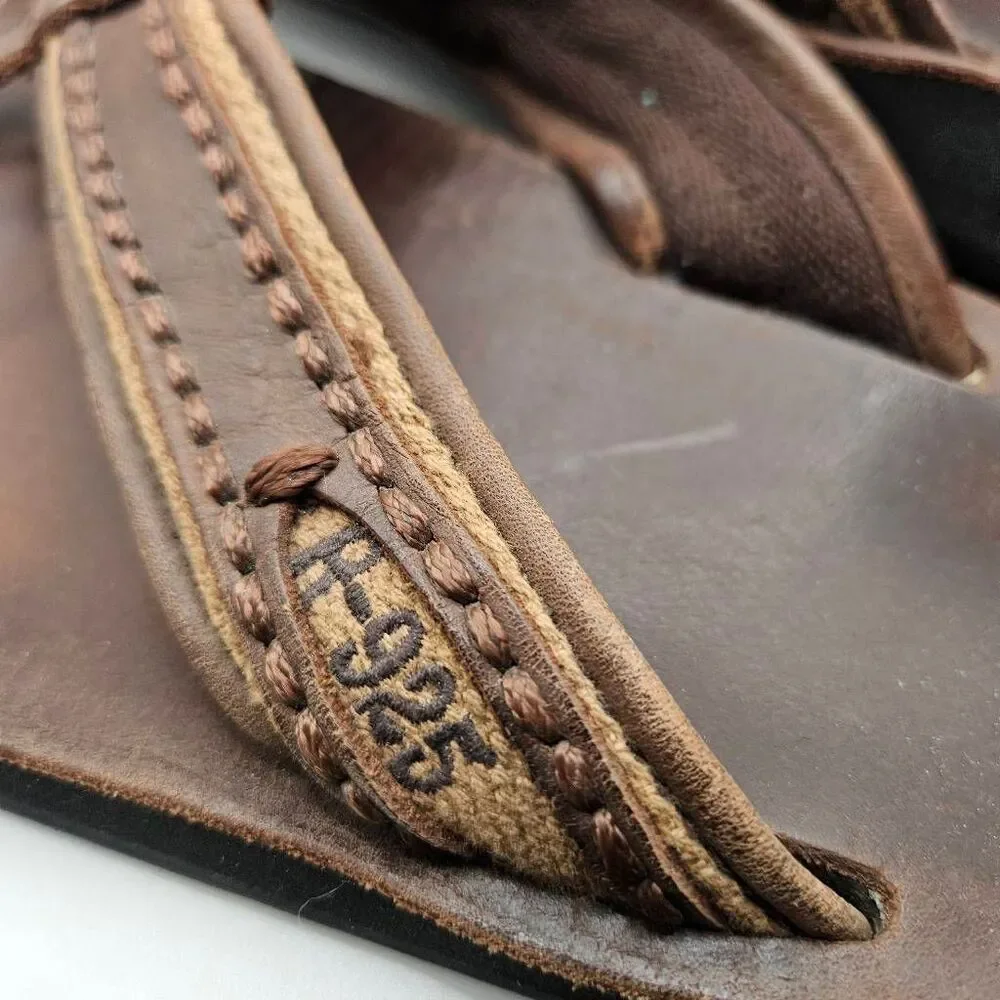 Ruehl925 Rare Olive Green/brown Mens Size 9 Leather Flip Flops
